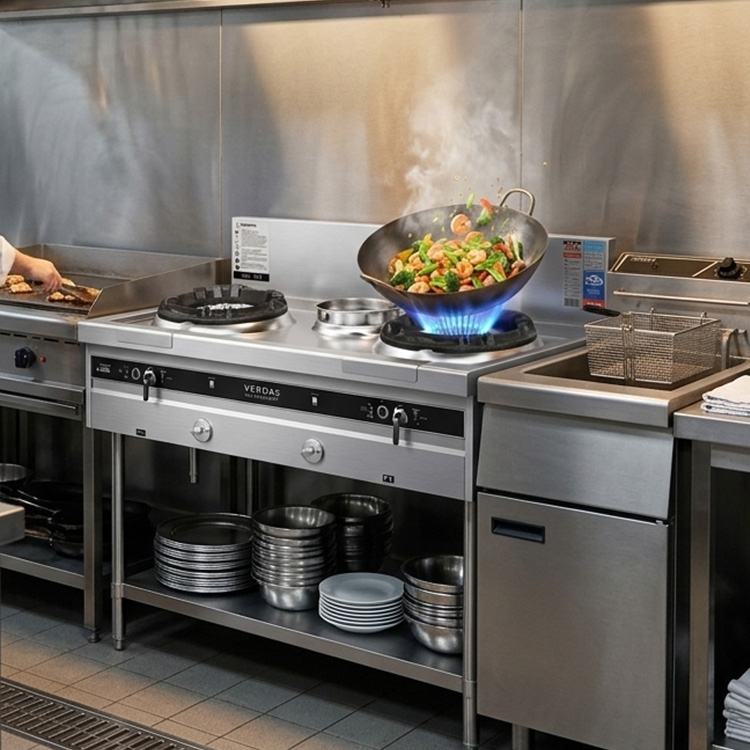 Range Commercial Kitchen - موقد غاز مزدوج الشعلة من الفولاذ