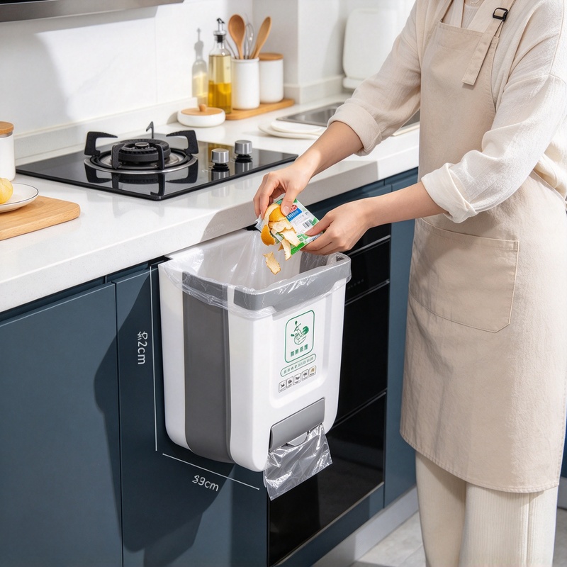 سلة مهملات قابلة للطي مثبتة عل - مراجعة Commercial Kitchen Bin وسعره